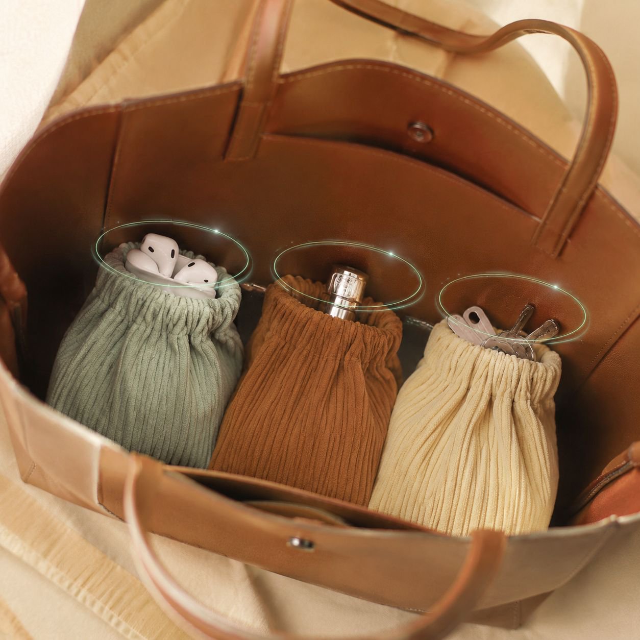 Cosmetic bag with easy-access zipper for quick packing