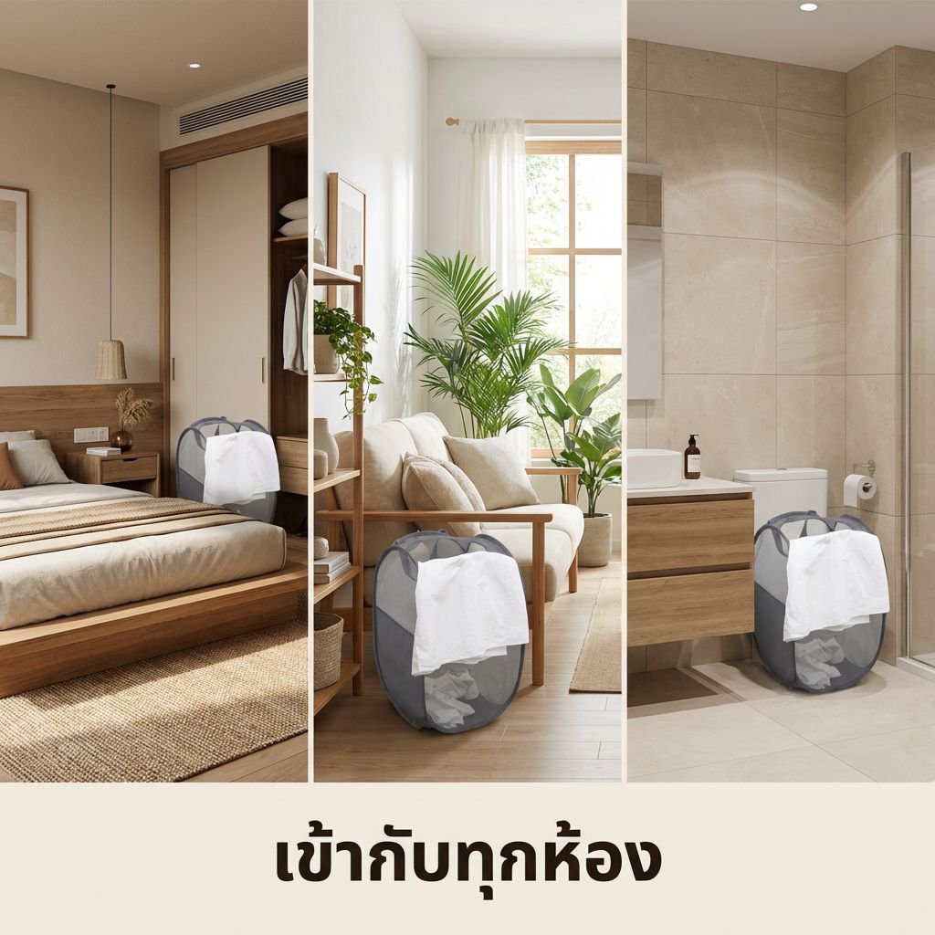 ตะกร้าใส่ผ้าแบบพับได้ขนาดใหญ่