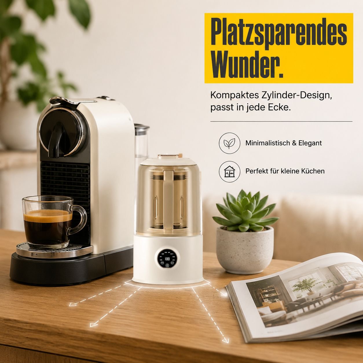 Kompakte Haushaltsmaschine für Sojamilch/Reisbrei/Saft, Vakuum-Hochleistungsmixer