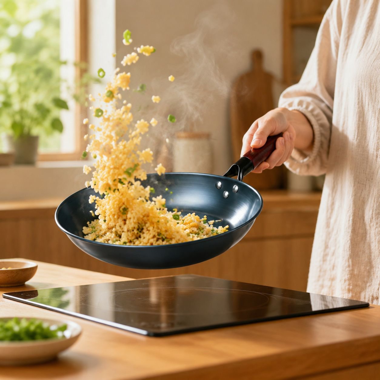 ガスコンロとIHクッキングヒーター対応 ノンコーティングフライパン