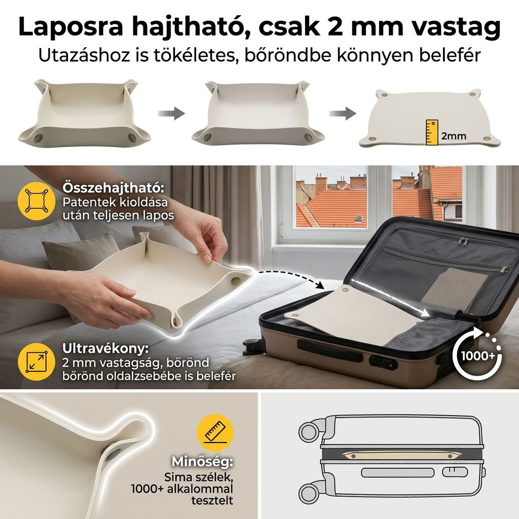 Többfunkciós műbőr négyzetes tárolódoboz, asztali rendszerező