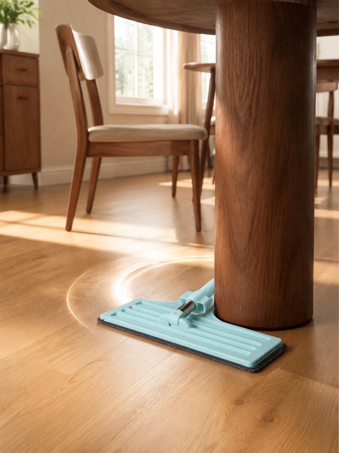 360 degree rotating mop head for thorough floor coverage