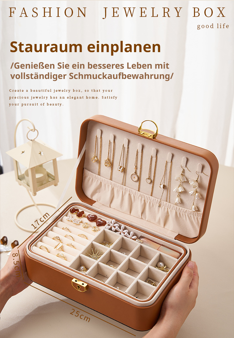 Tragbare Schmuckaufbewahrungsbox für Reisen und unterwegs
