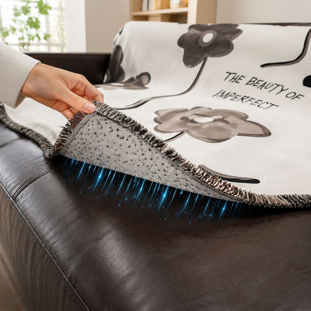 Close-up of modern sofa towel fabric texture