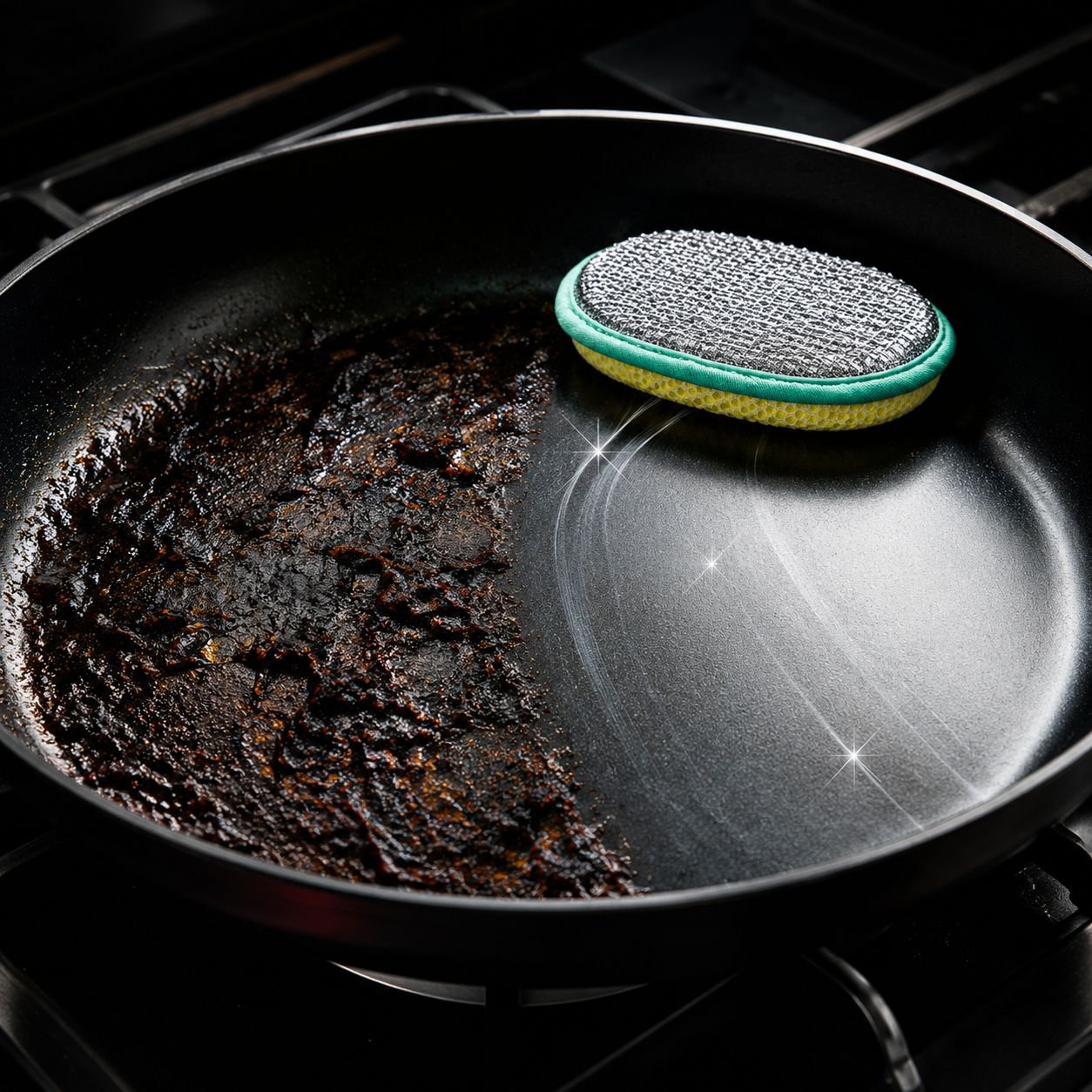 Soft and abrasive surfaces on double-sided sponge