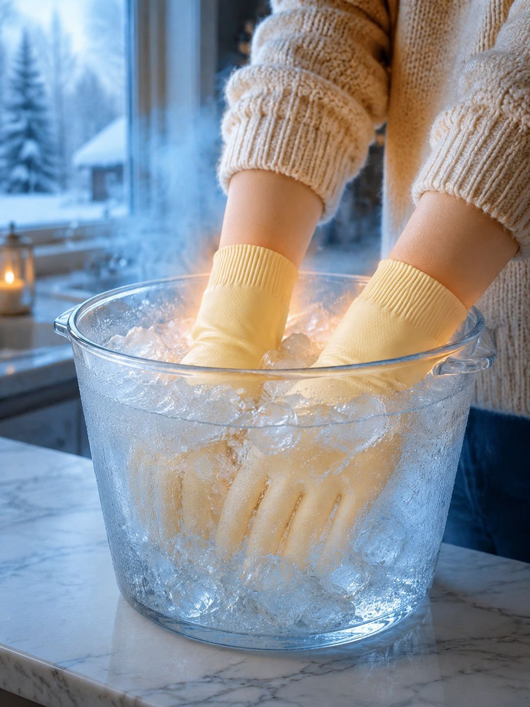 Women's padded non-slip household cleaning gloves close-up