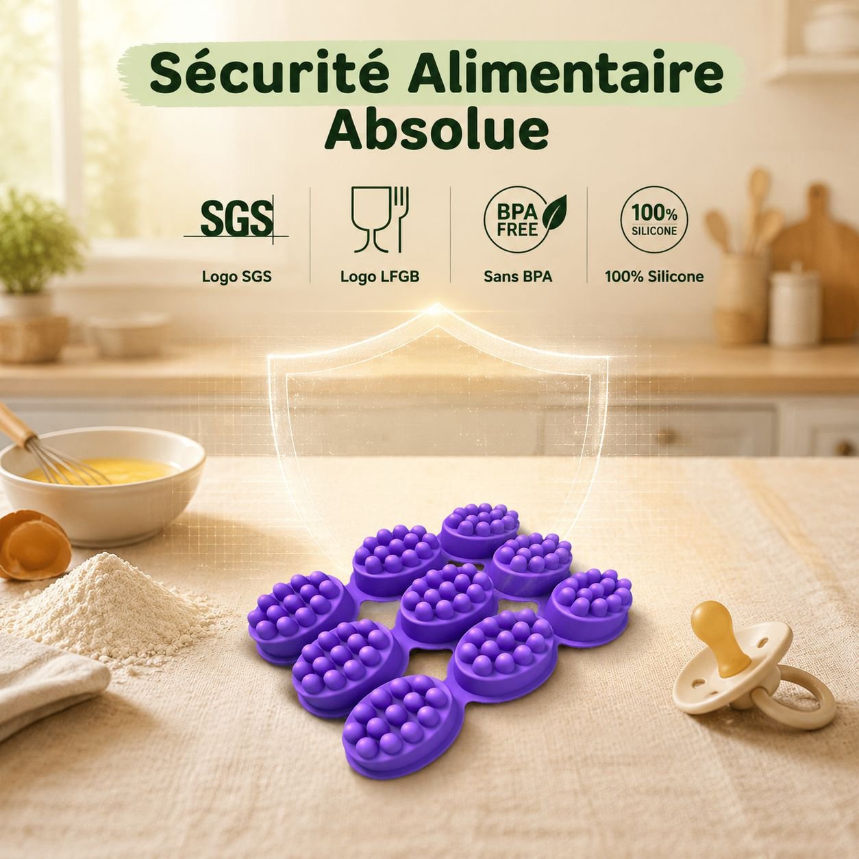 Moules en silicone alimentaire multifonctions pour savon, moules à gâteaux faciles à démouler