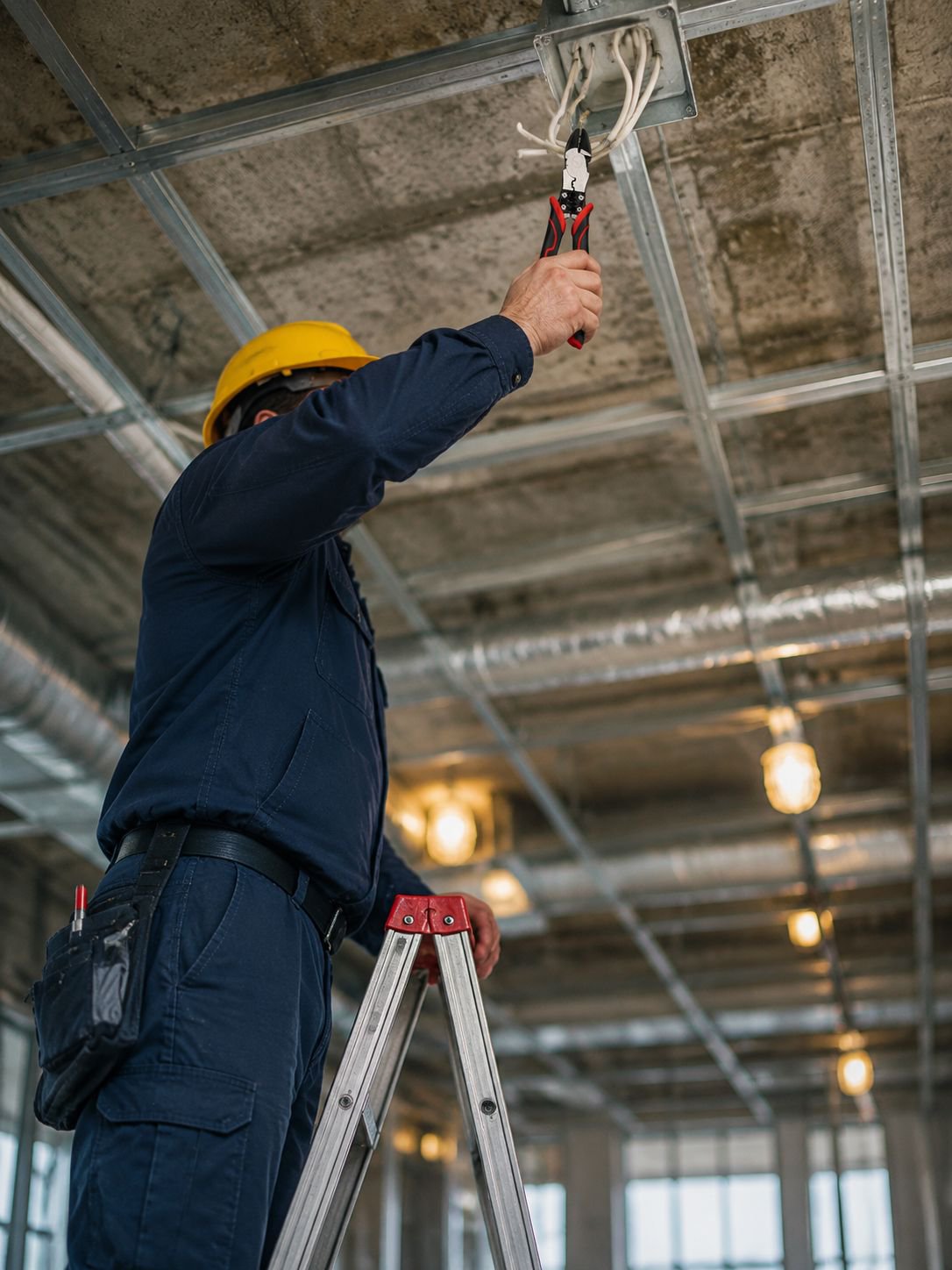 Alicates YTH junto a herramientas de electricista