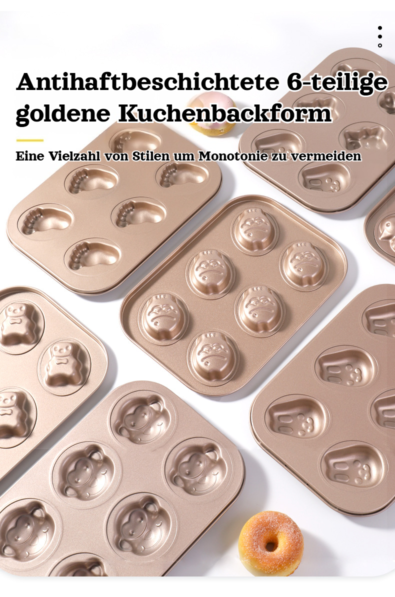 Mini-Tier-Donut-Backform mit Papierförmchen für kleine Kuchen