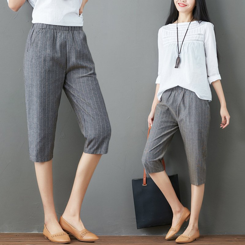 【レディースクロップドパンツ】スッキリ美脚 季節感たっぷり 肌触り良い 七分丈