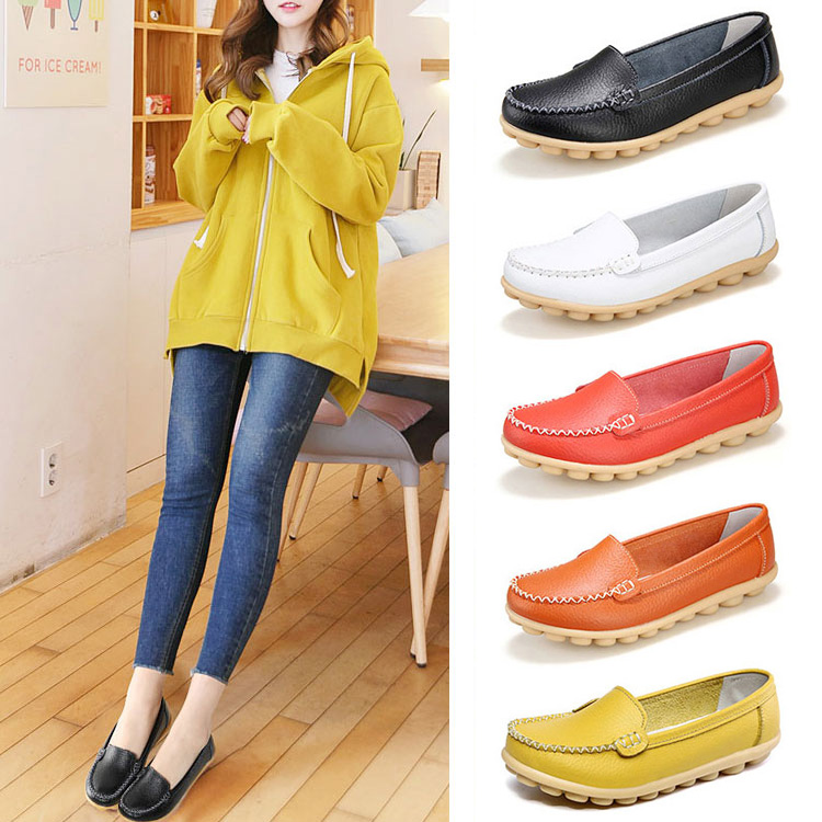 (ราคาพิเศษขายขาดทุน) รองเท้าหนังวัวสำหรับผู้หญิงอ่อนนุ่ม ใส่สบาย หนังวัวคุณภาพสูง รับประกันคุณภาพ