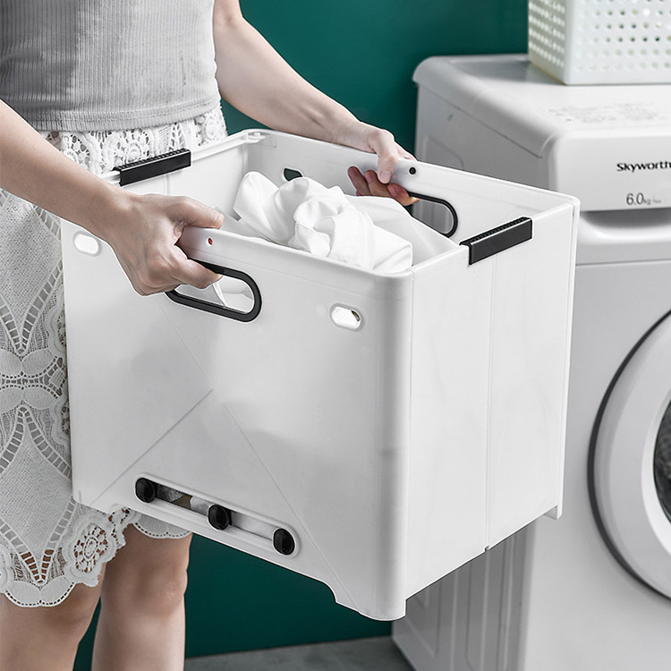 【洗濯カゴ】折り畳み 大容量なのにコンパクト 厚手素材 荷重10KG