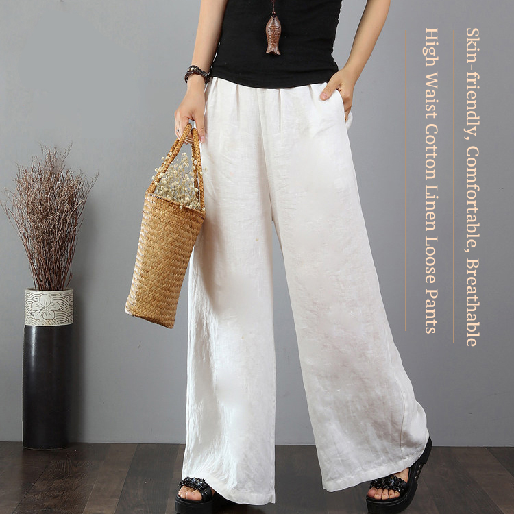 High Waist Cotton Linen Loose Pants
