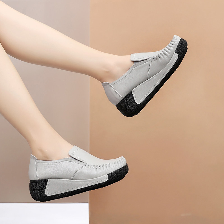 【專為寬肥腳設計】真皮厚底足弓鞋