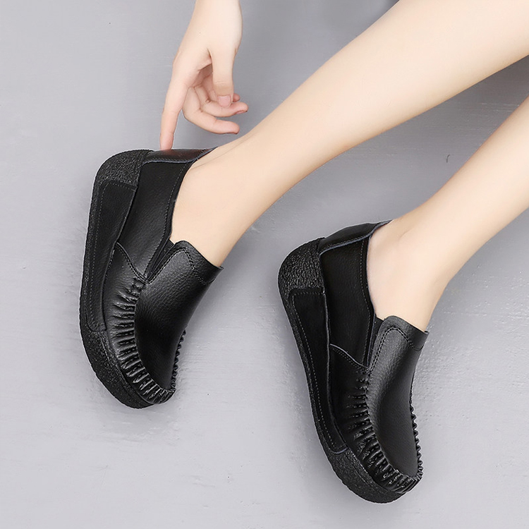 【專為寬肥腳設計】真皮厚底足弓鞋