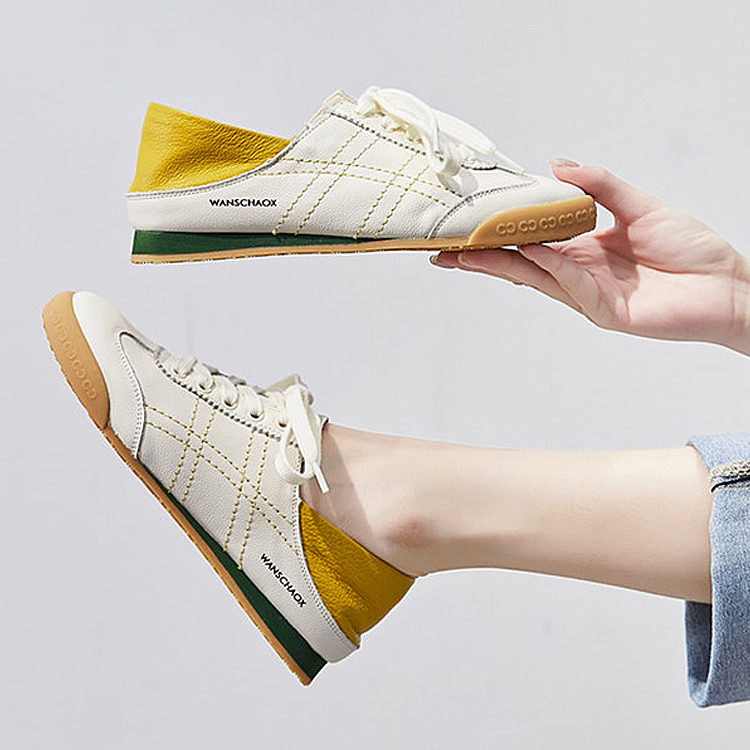 【專業慢跑鞋 復古經典】兩穿軟皮小白鞋女