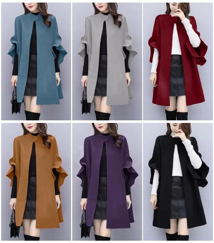 เสื้อโค้ทขนนุ่มยาวกลางของผู้หญิง