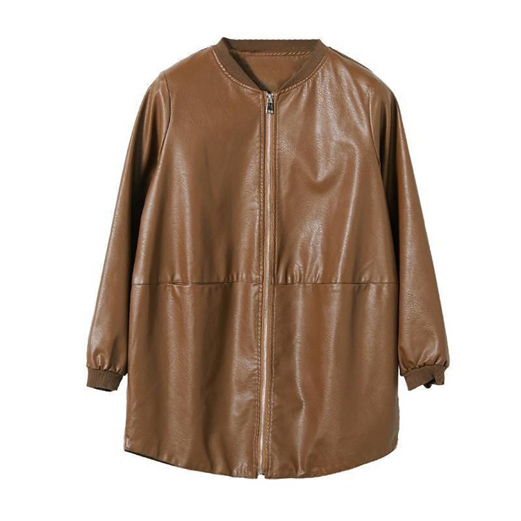 여성 한국 스타일 느슨한 가죽 재킷