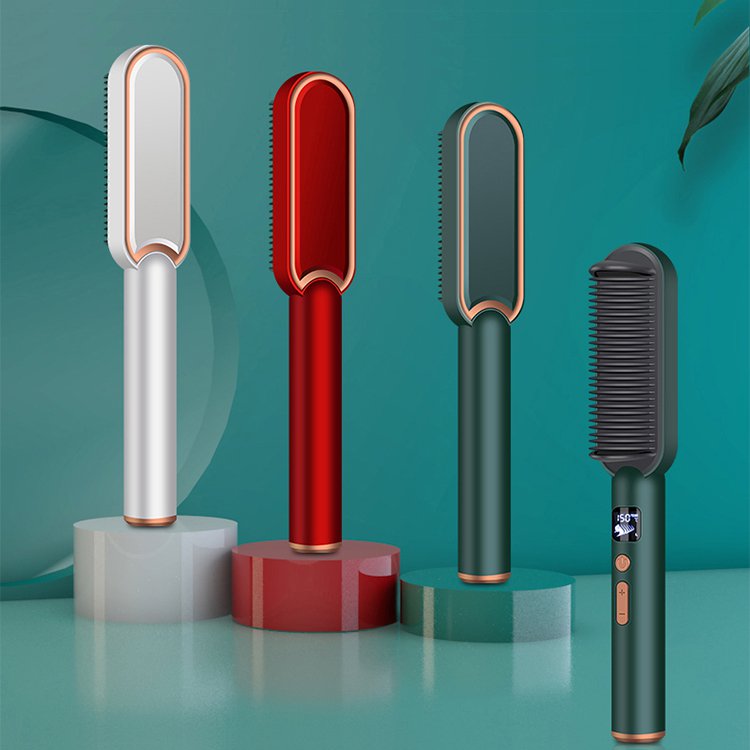 【ヘアアイロンブラシ】ストレート＆カール両用、スタイリング自由自在、30秒で急速加熱、たった２分で滑らかでツヤのある髪へ導く！