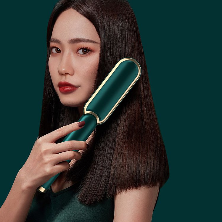 【ヘアアイロンブラシ】ストレート＆カール両用、スタイリング自由自在、30秒で急速加熱、たった２分で滑らかでツヤのある髪へ導く！