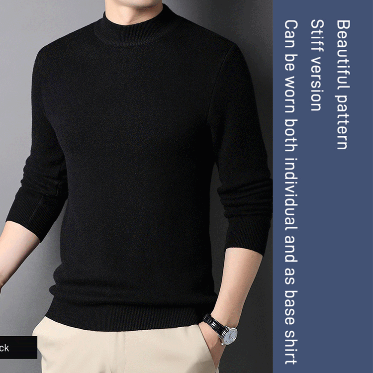 Men‘s Basic Half-High Neck Knitted Shirt