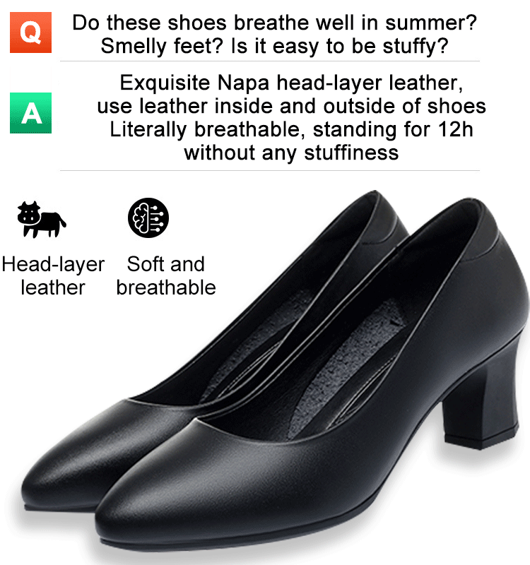 Comfortable Chunky Heel Leather Shoes