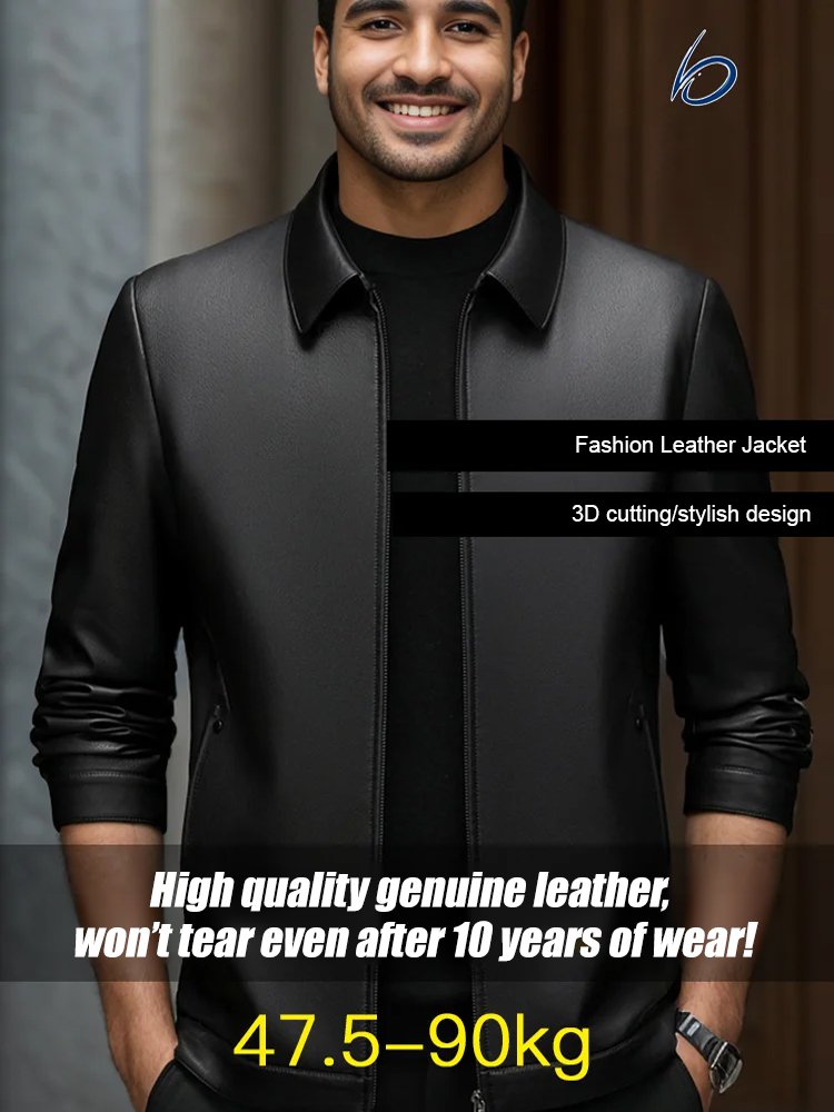 Luxury Men's Lapel Leather Jacket