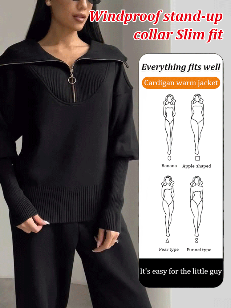 Autumn and winter casual solid color sweatshirt set