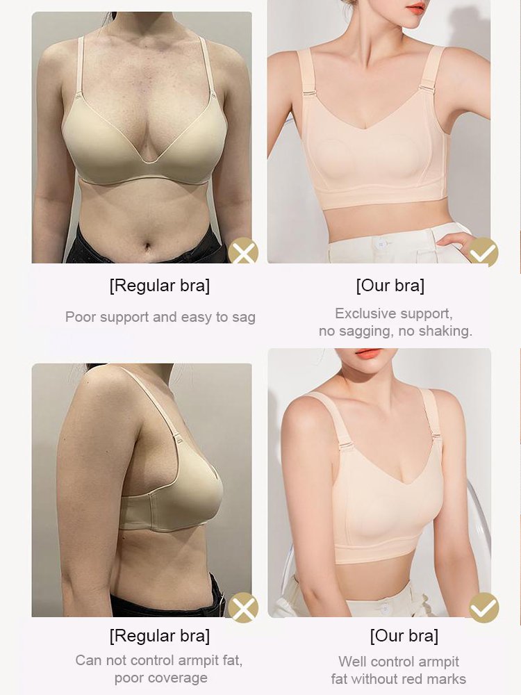 Seamless wire-free full-cup fat-locking bra