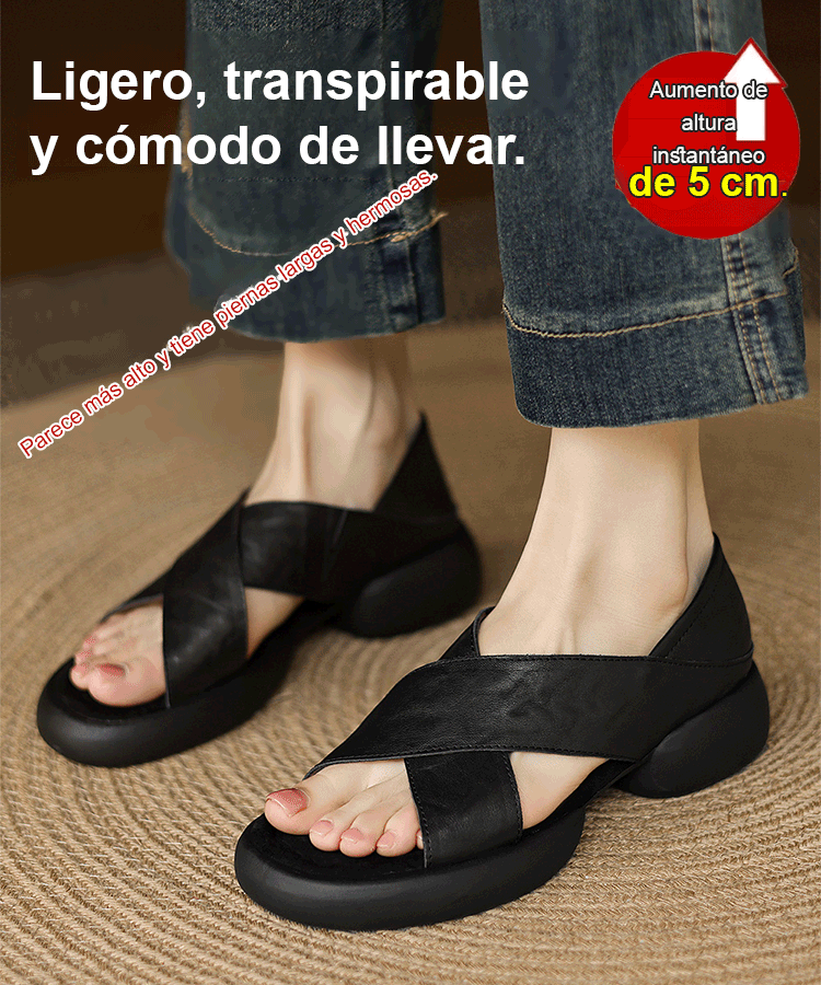 Sandalias de piel suave con tiras cruzadas y diseño dos en uno