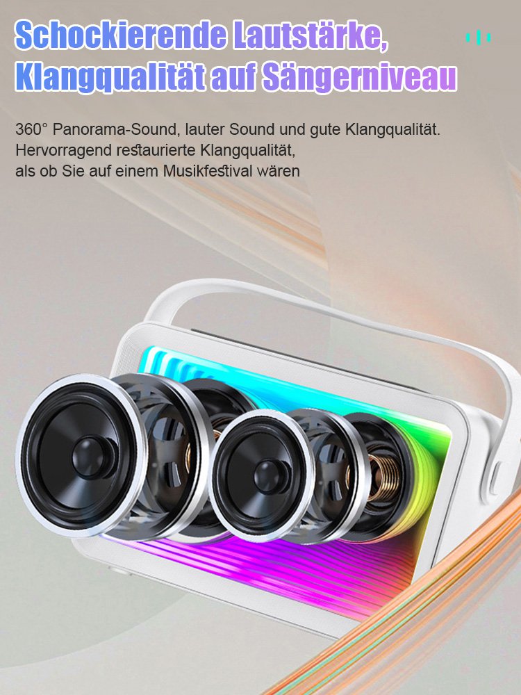 Tragbarer Outdoor-Bluetooth-Lautsprecher mit hoher Klangqualität und zwei Mikrofonen