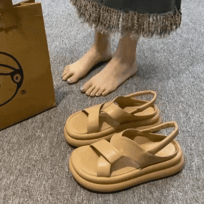 크로스 통굽 샌들