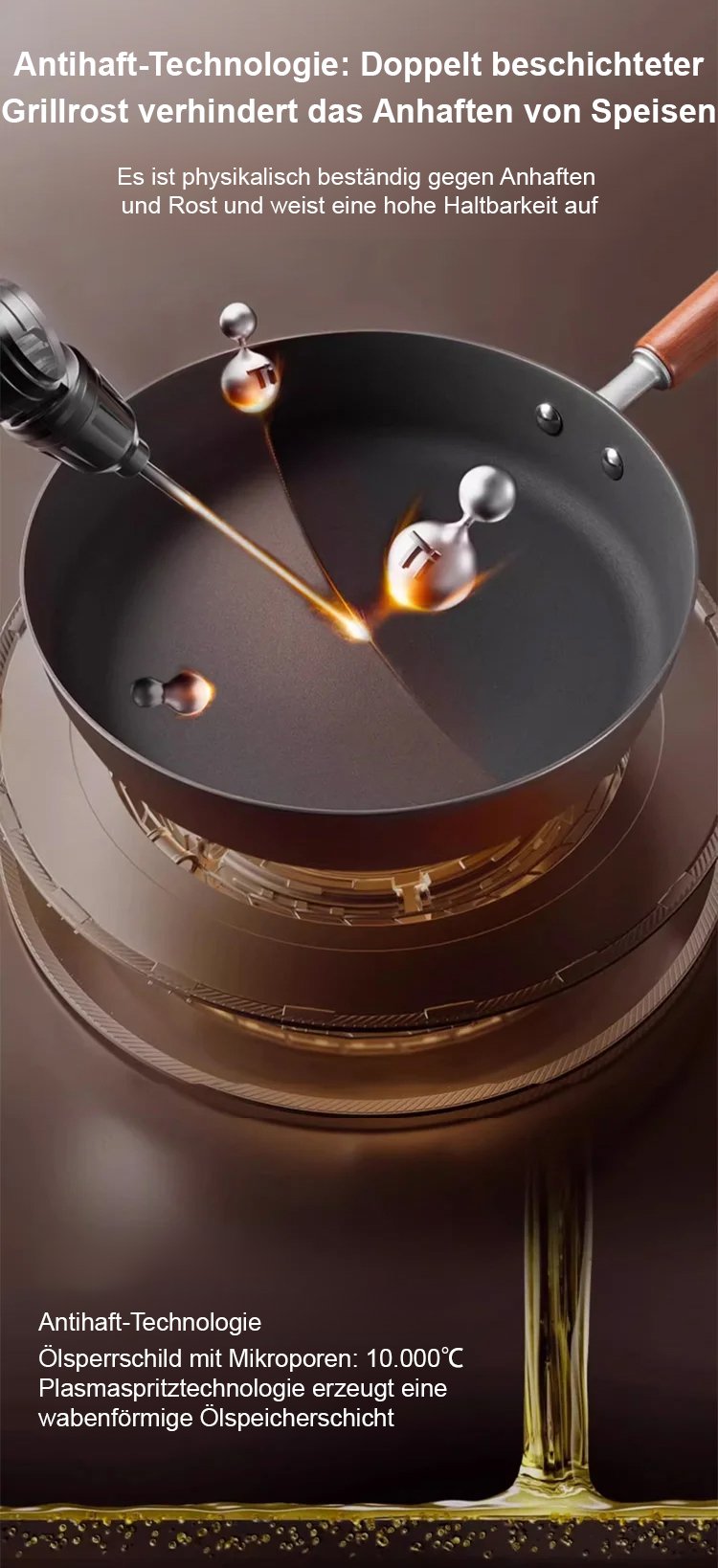 Detailansicht der robusten Eisenpfanne