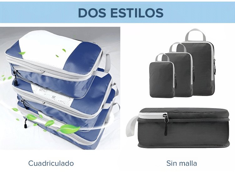 Comparación de espacio antes y después de usar bolsas comprimidas