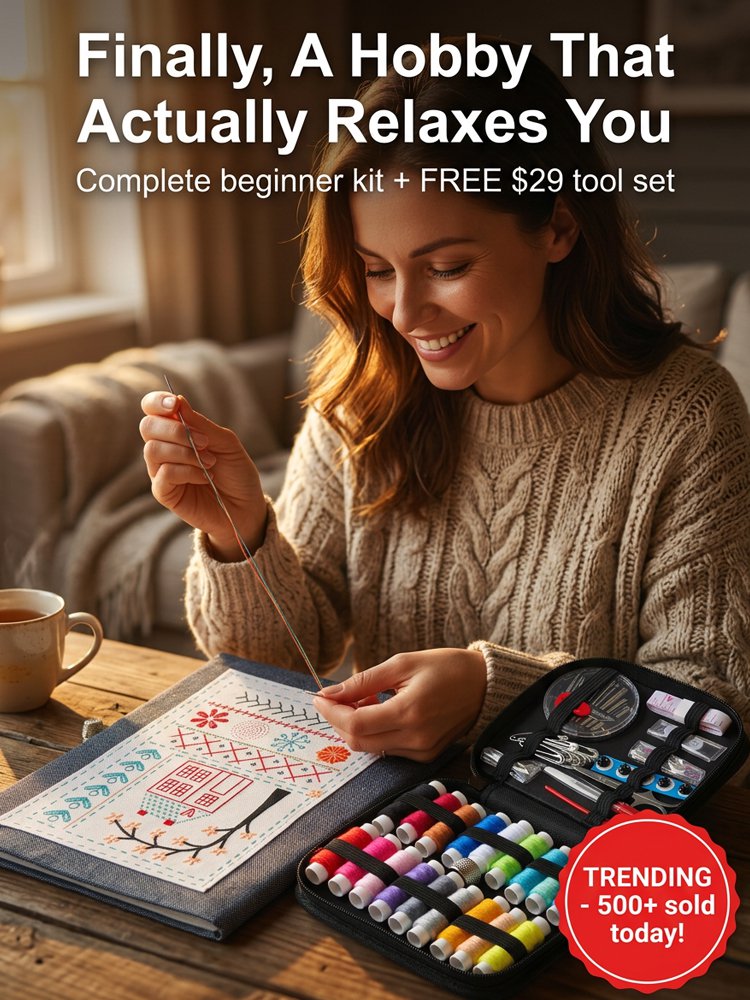 Embroidery DIY Stitching Guide Book (with Sewing Tool Kit)