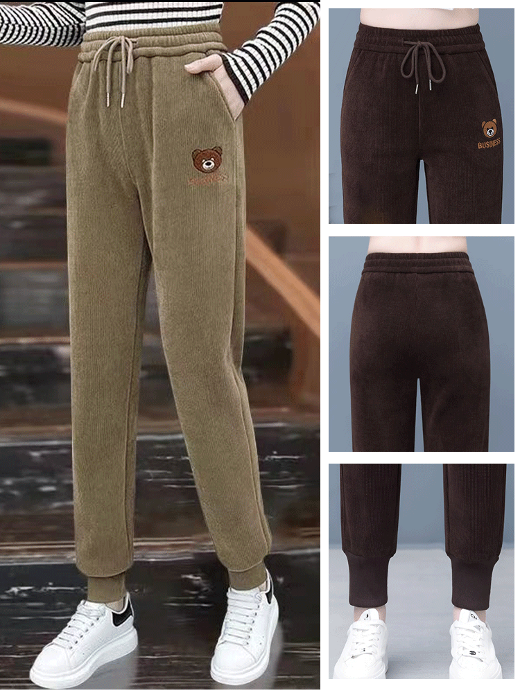 Agyaggal megerősített bársony plüss macis nadrág