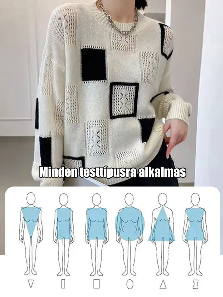 Színes kockás pulóver