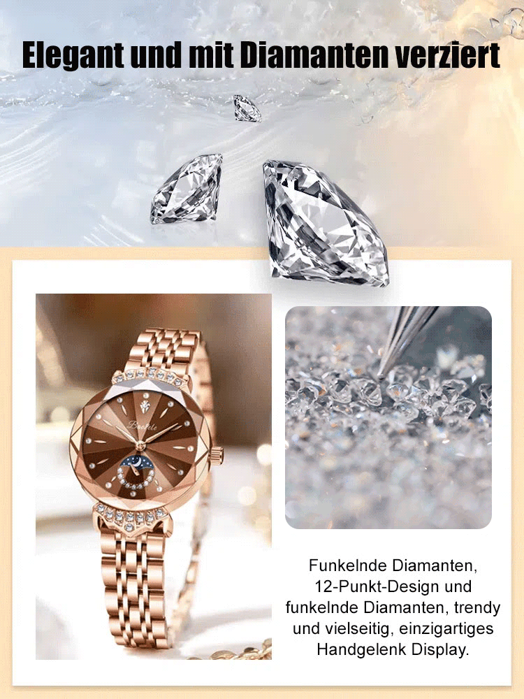 Diamantbesetzte Damenuhr Star and Moon