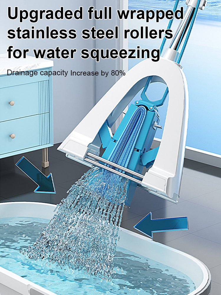 [Increased water-absorbent cotton head] Super water-absorbent fish scale mop