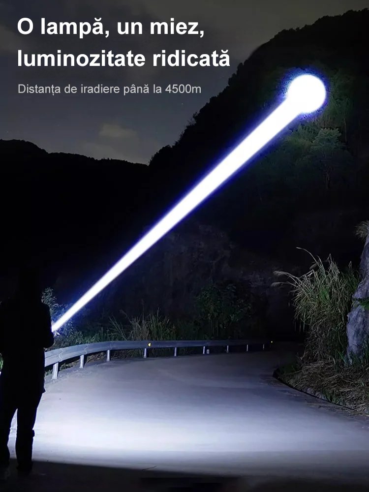Lanterna cu LED-uri puternice, cu zoom, pentru uz exterior.