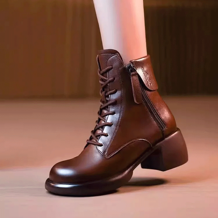 レトロ風チャンキーヒールマーチンブーツ