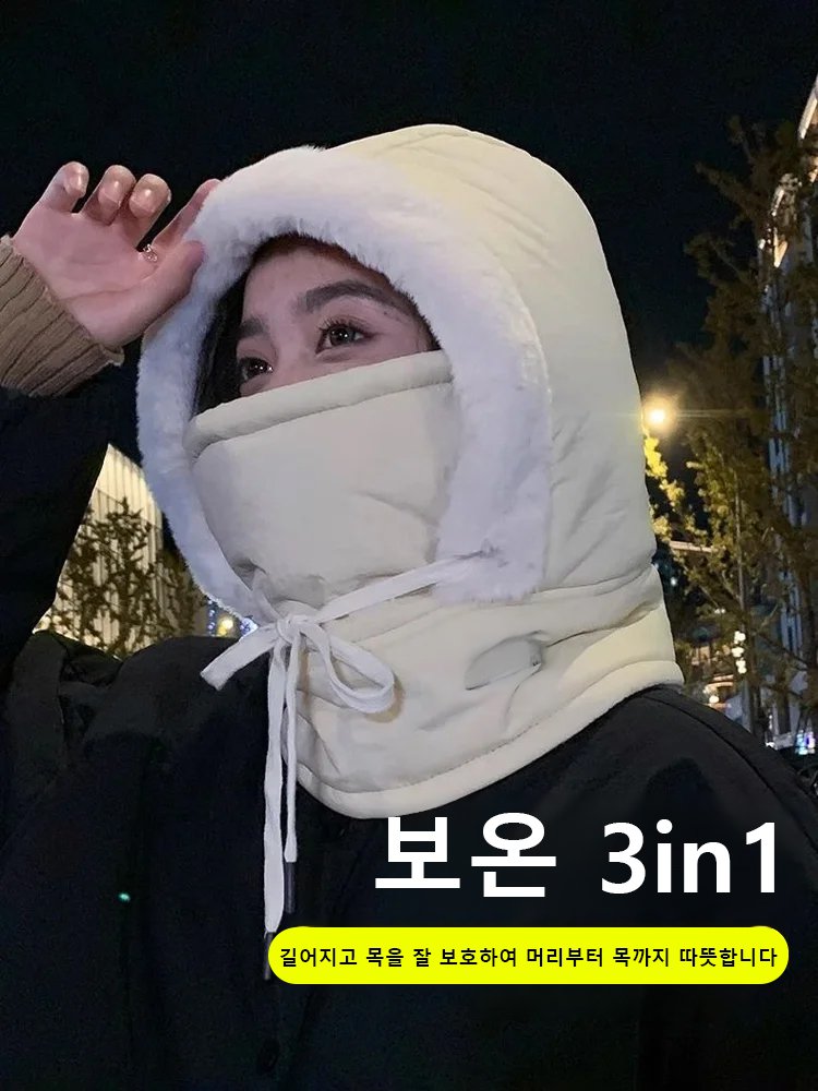 기모 도톰 보온 후드 넥워머 모자