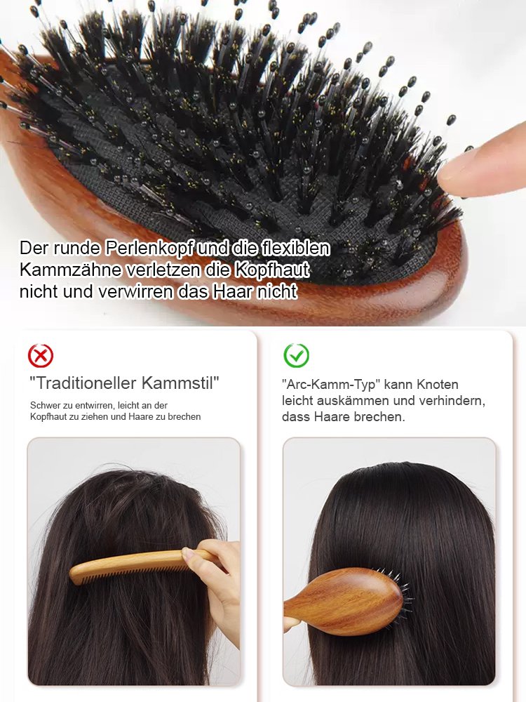 【Jedes kleine Accessoire mit Raffinesse für Frauen】Holz-Luftkissenbürste mit Borsten