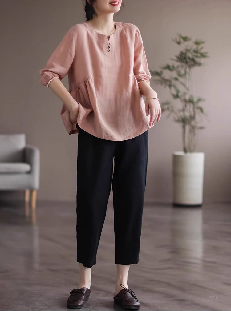 メンズ・レディース兼用サルエルパンツの横姿