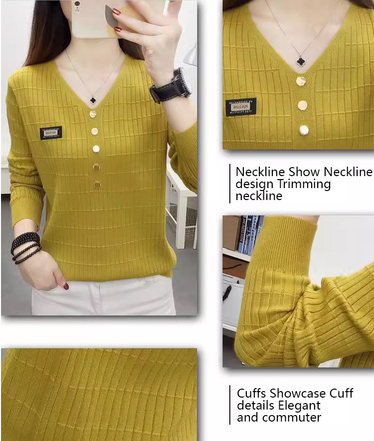 V-neck pullover knitted bottoming shirt