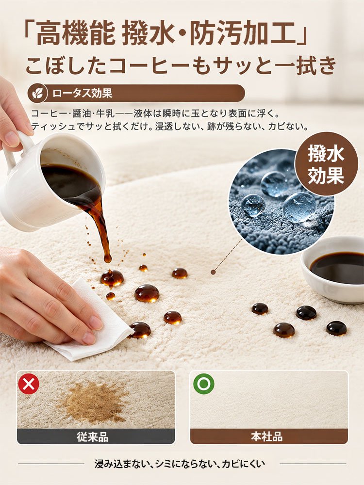 防水＆お手入れ簡単 ふわふわフランネルラグマット