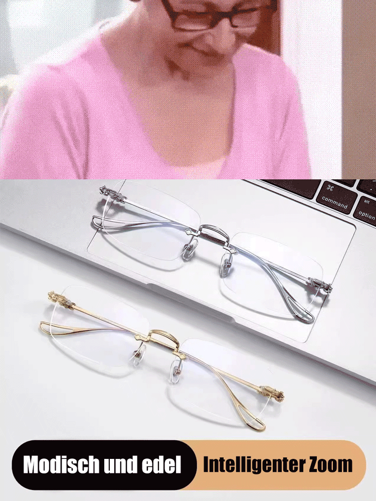 Intelligente, farbwechselnde, ultraklare, randlose Presbyopiebrille mit Zoomfunktion