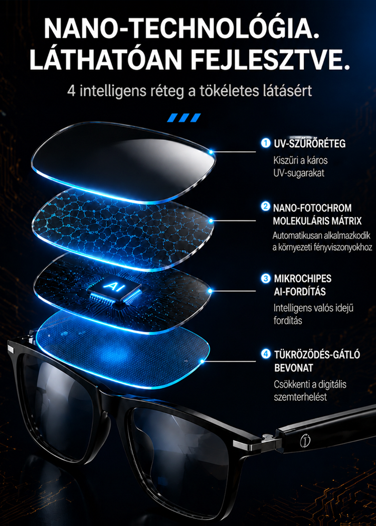  Intelligens Zoom Színváltó Valós idejű AI Fordító Szemüveg