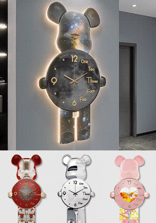 Ρολόι με αθόρυβο διακοσμητικό πίνακα με αρκουδάκι