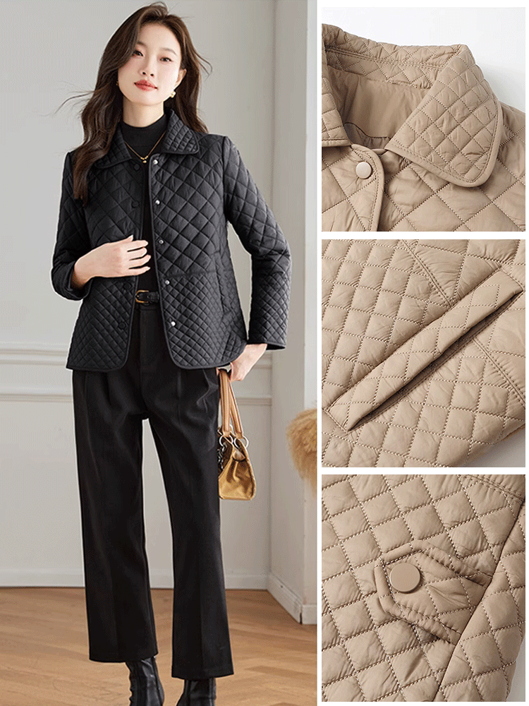 Diamond-patterned fashionable lightweight down jacket
